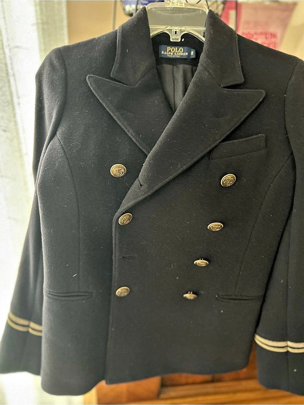 Polo Ralph Lauren Wool Military Admiral Blazer with Embroidery Black